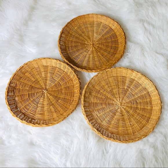 SET Of 3 Boho Wicker Decorative Baskets - Picture 3 of 8